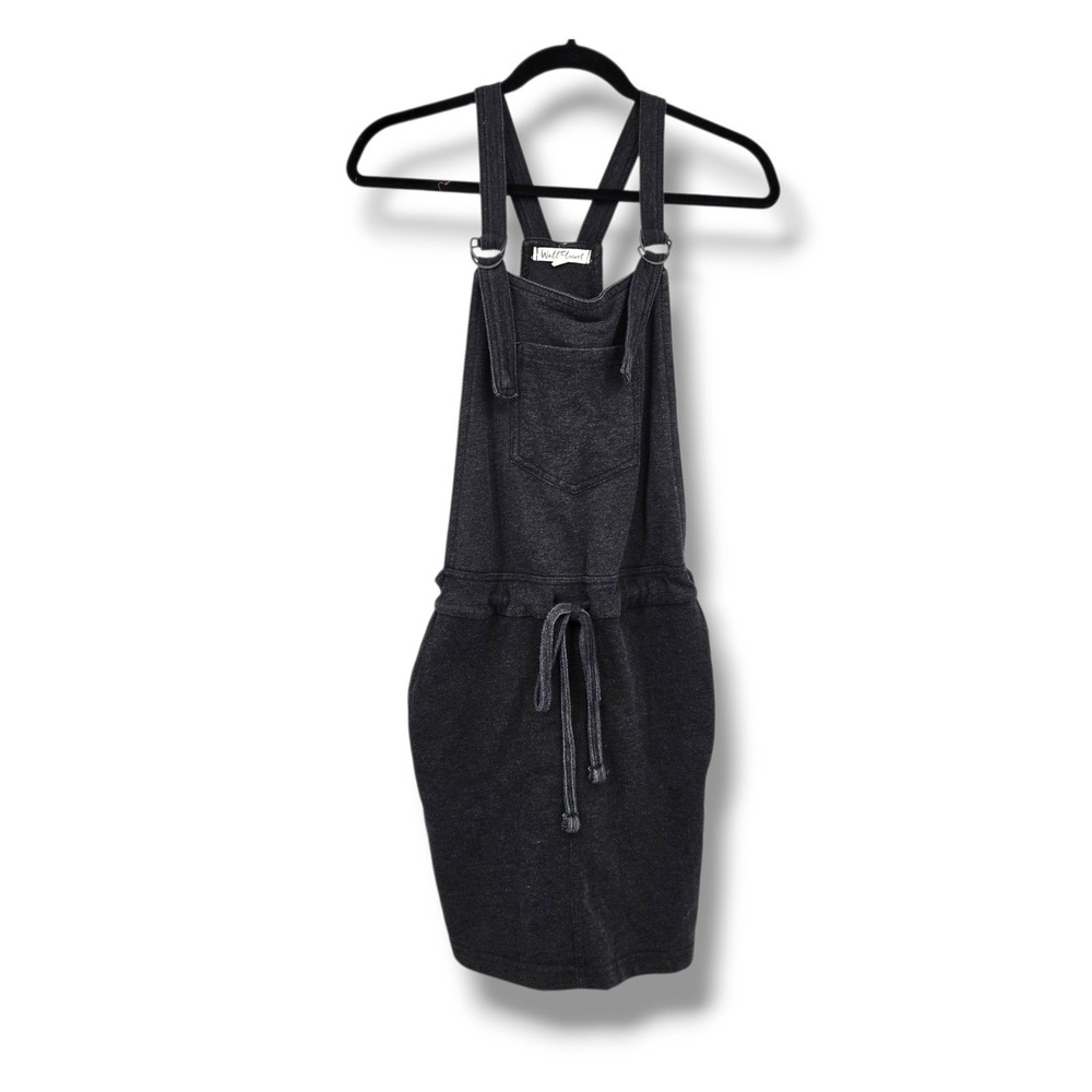WallFlower Overall Dress Mini Drawstring Waist Casual Gray Size M